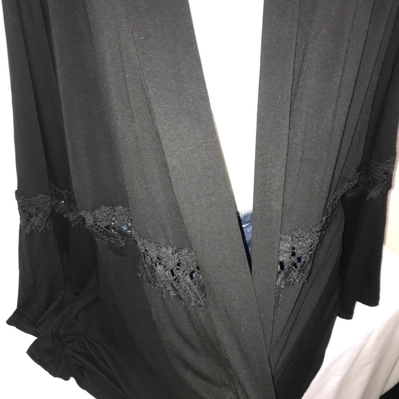 Cyrus Black Cutout Rayon Flyaway Cardigan Sweater - Picture 8 of 14